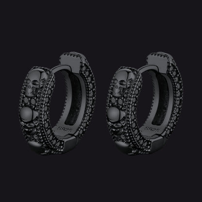 Cubic Zirconia Skull Huggie Hoop Earrings for