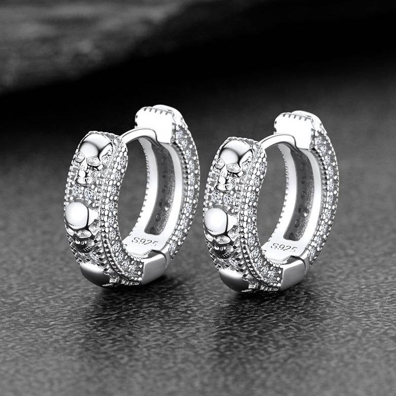 Cubic Zirconia Skull Huggie Hoop Earrings for