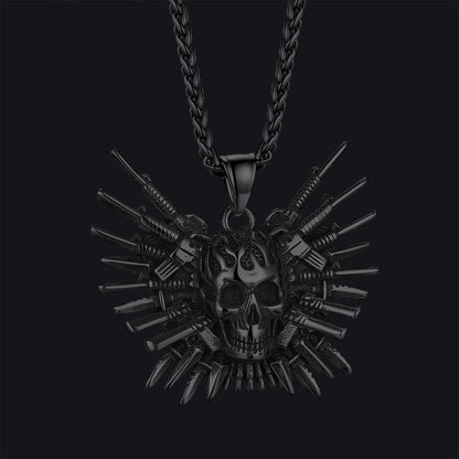 Punk Full Armed Skull Pendant Necklace for