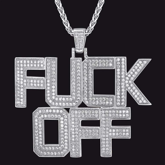 Faithheart F*ck Off Hip Hop Letter Pendant Necklace for