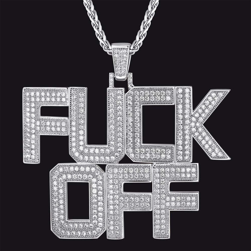 Faithheart F*ck Off Hip Hop Letter Pendant Necklace for