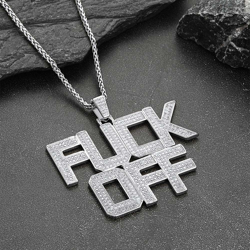 Faithheart F*ck Off Hip Hop Letter Pendant Necklace for
