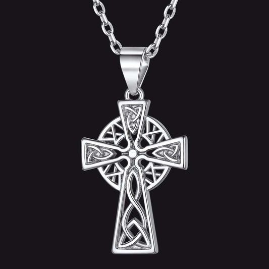 Sterling Silver Celtic Knot Cross Necklace for