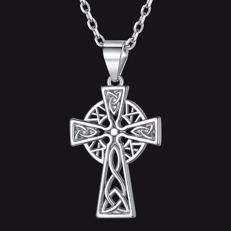 Sterling Silver Celtic Knot Cross Necklace for