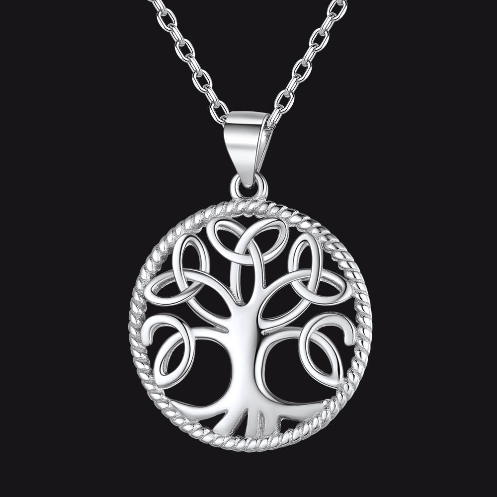 Sterling Silver Celtic Knot Tree of Life Necklace for