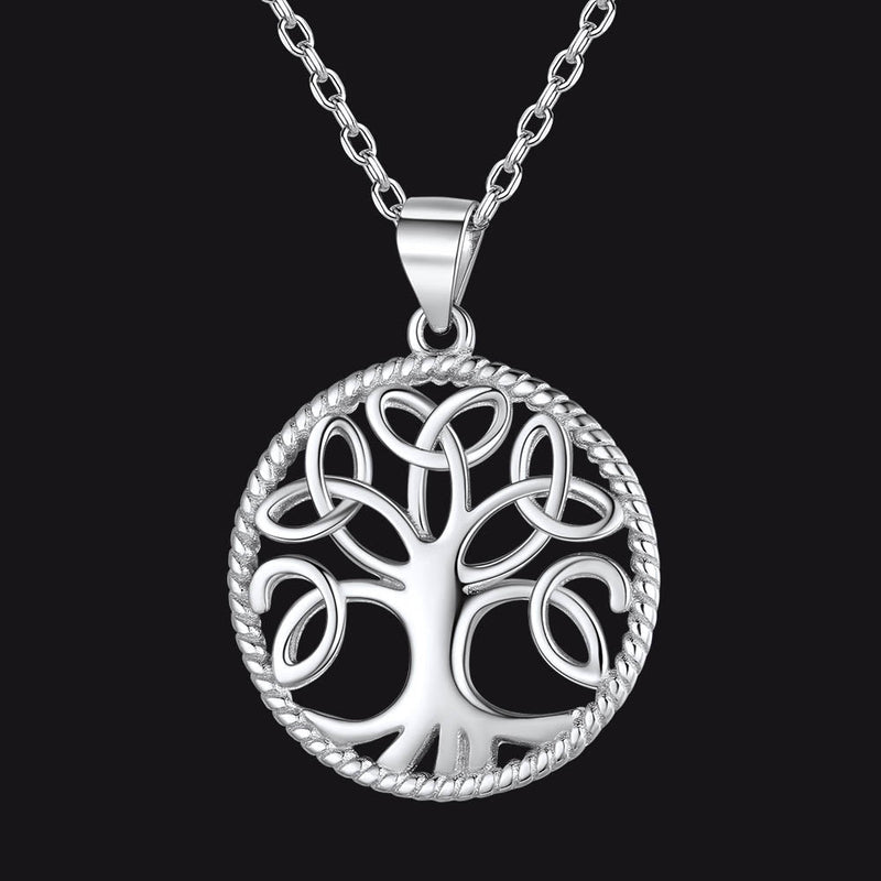 Sterling Silver Celtic Knot Tree of Life Necklace for