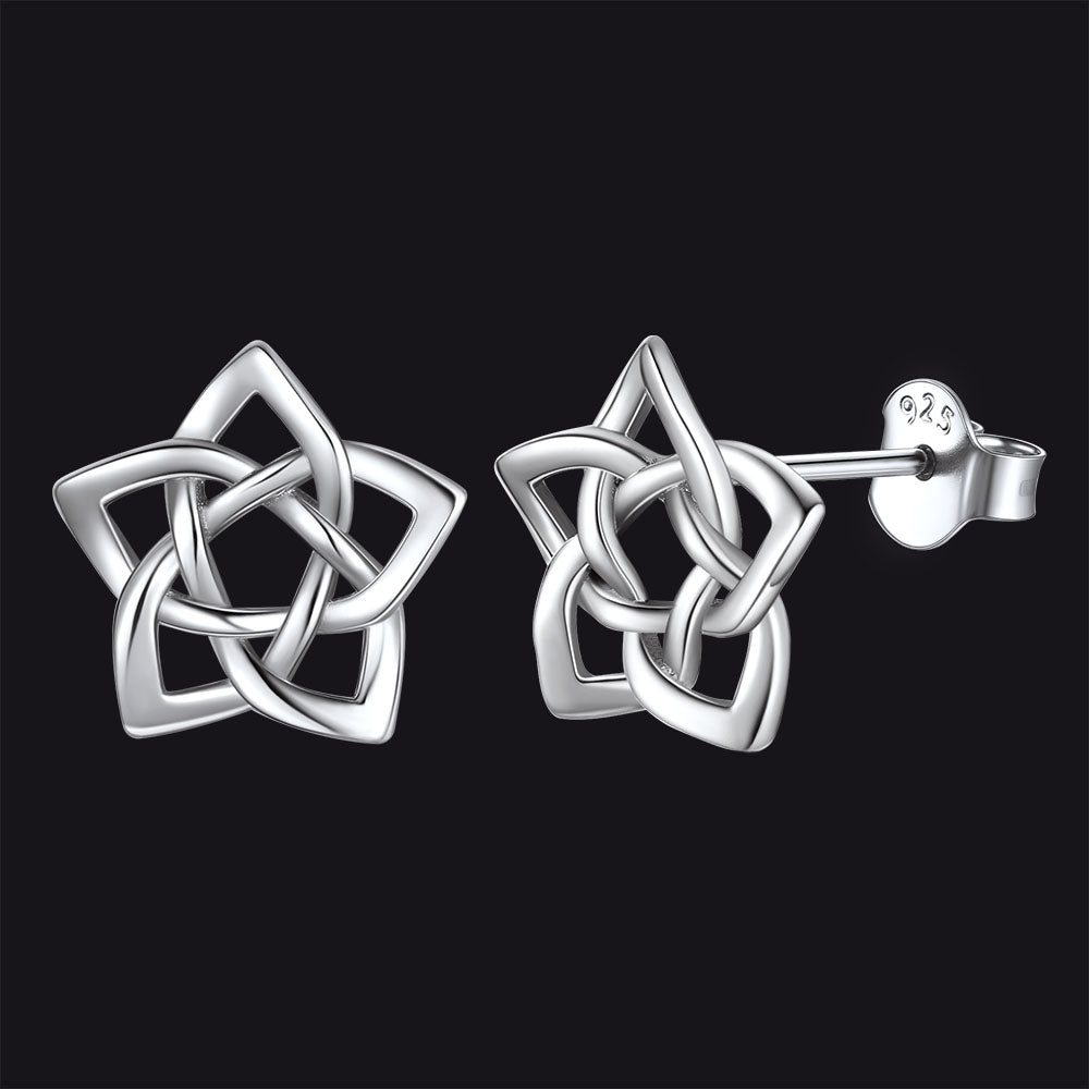 Celtic Pentagram Stud Earrings for