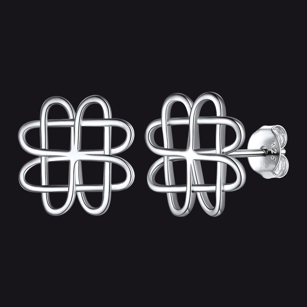 Silver Celtic Love Knot Stud Earrings for
