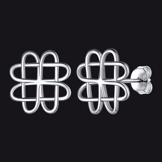 Silver Celtic Love Knot Stud Earrings for