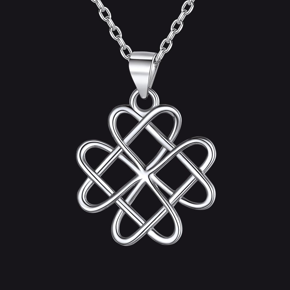 Sterling Silver Heart Flower Celtic Knot Necklace for