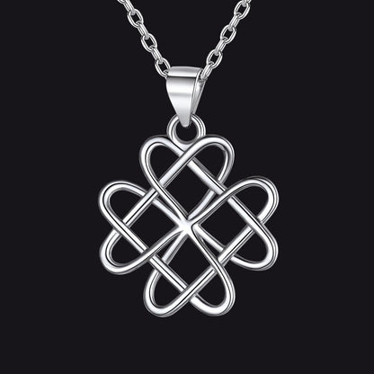 Sterling Silver Heart Flower Celtic Knot Necklace for