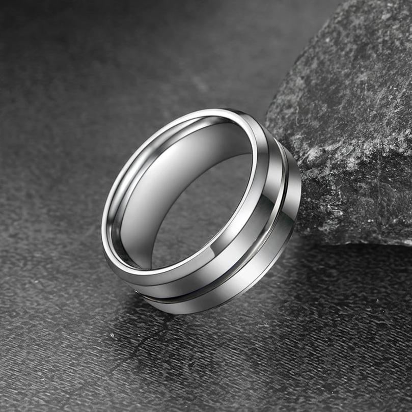 Grooved Tungsten Carbide Wedding Band Ring for 8mm