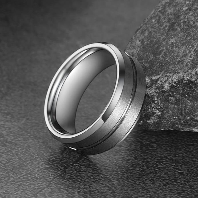 Tungsten Carbide Wedding Band Ring Grooved Matte Finish Ring for 8mm