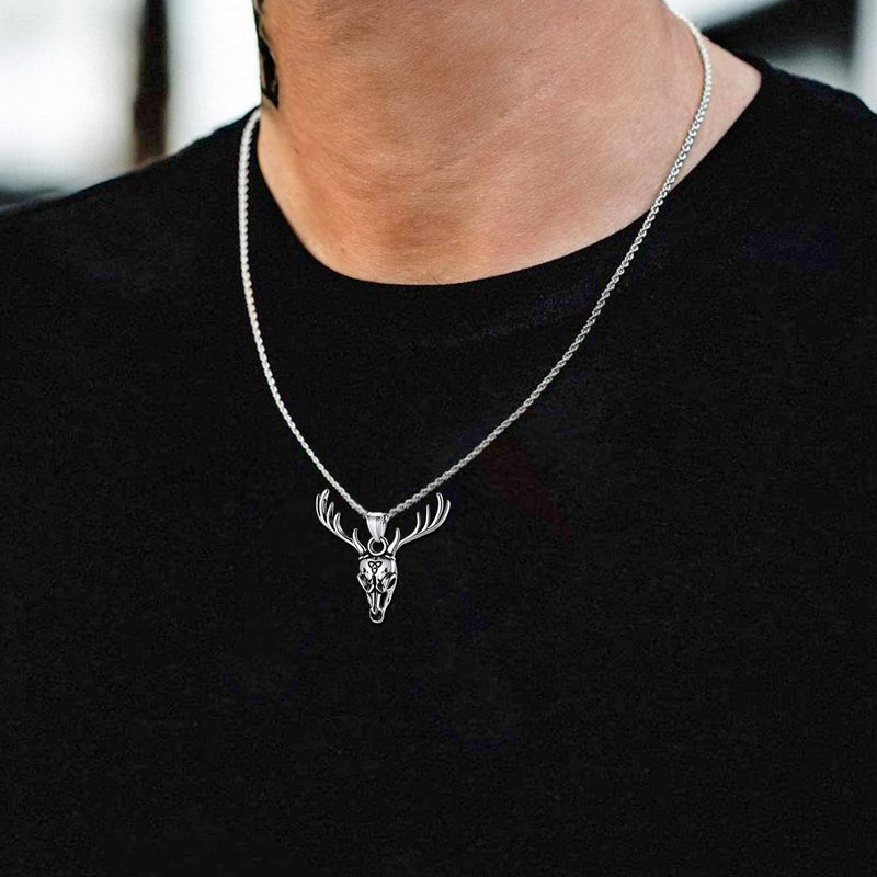 Viking Deer Necklace With Celtic Knot Christmas Gift for