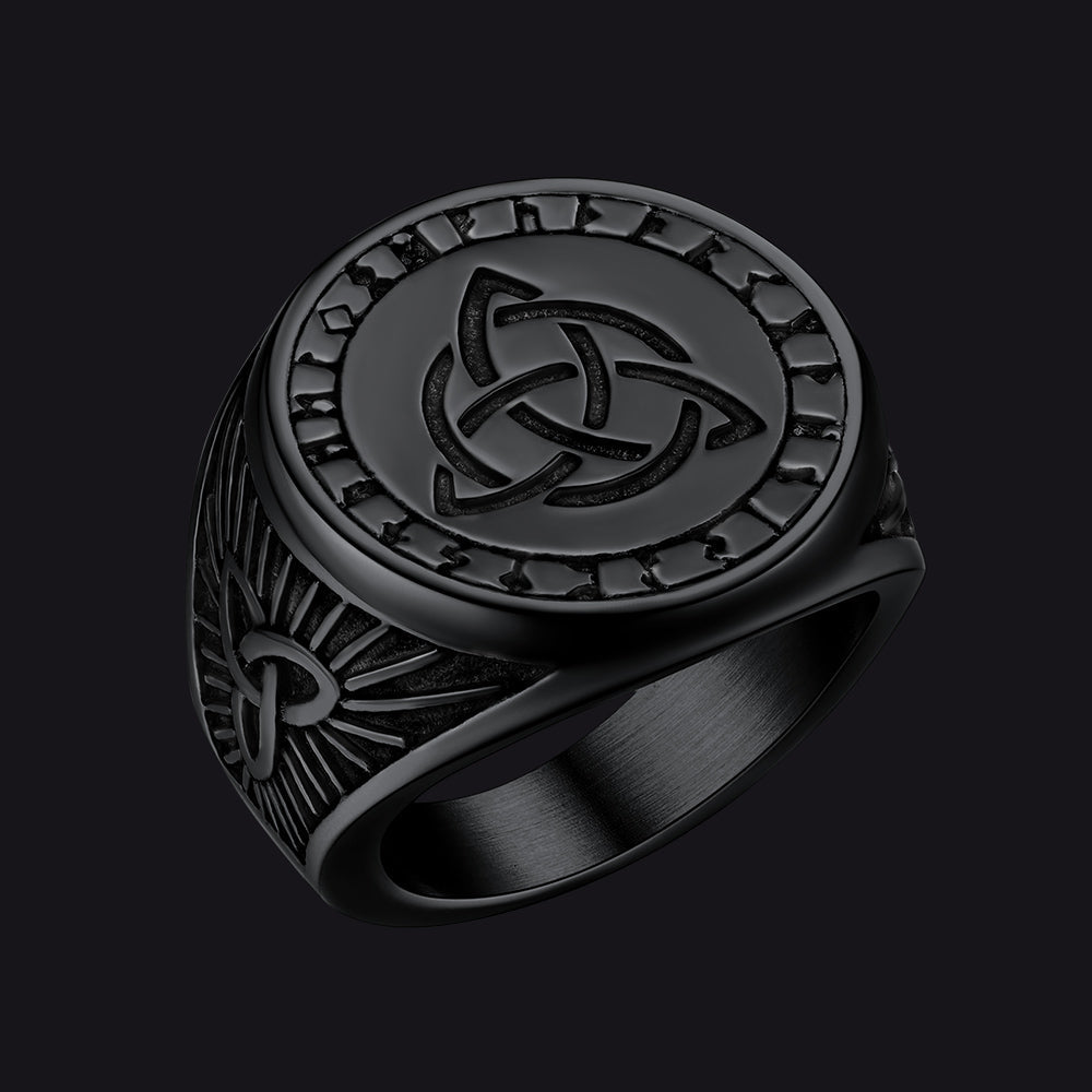 Flash Viking Celtic Knot Signet Ring for