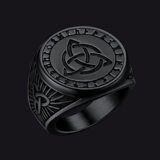 Flash Viking Celtic Knot Signet Ring for