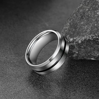 Silver Grooved Tungsten Carbide Wedding Band Ring for 8mm