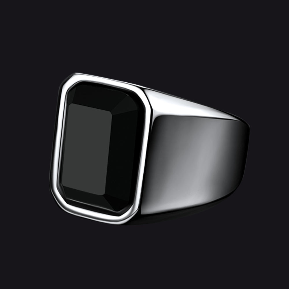 Black Onyx Stone Ring Signet Ring for Size 07-12