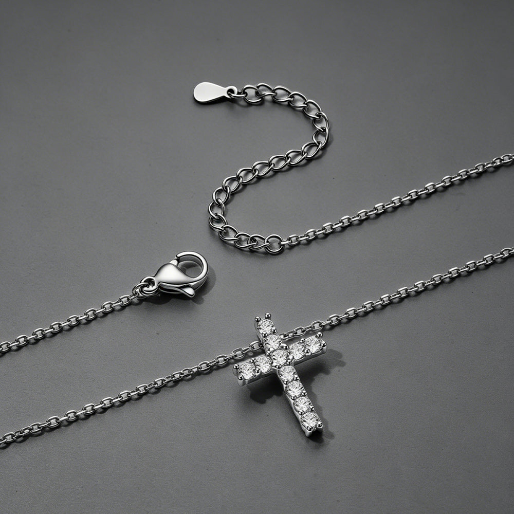 Faith Dainty Cross Pendant Necklace With Cz Gift for Mom Gift