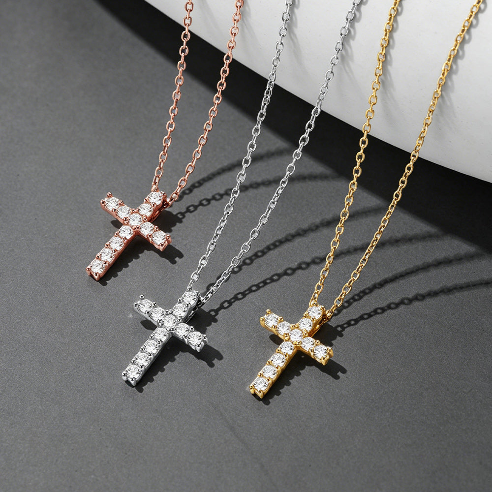 Faith Dainty Cross Pendant Necklace With Cz Gift for Mom Gift