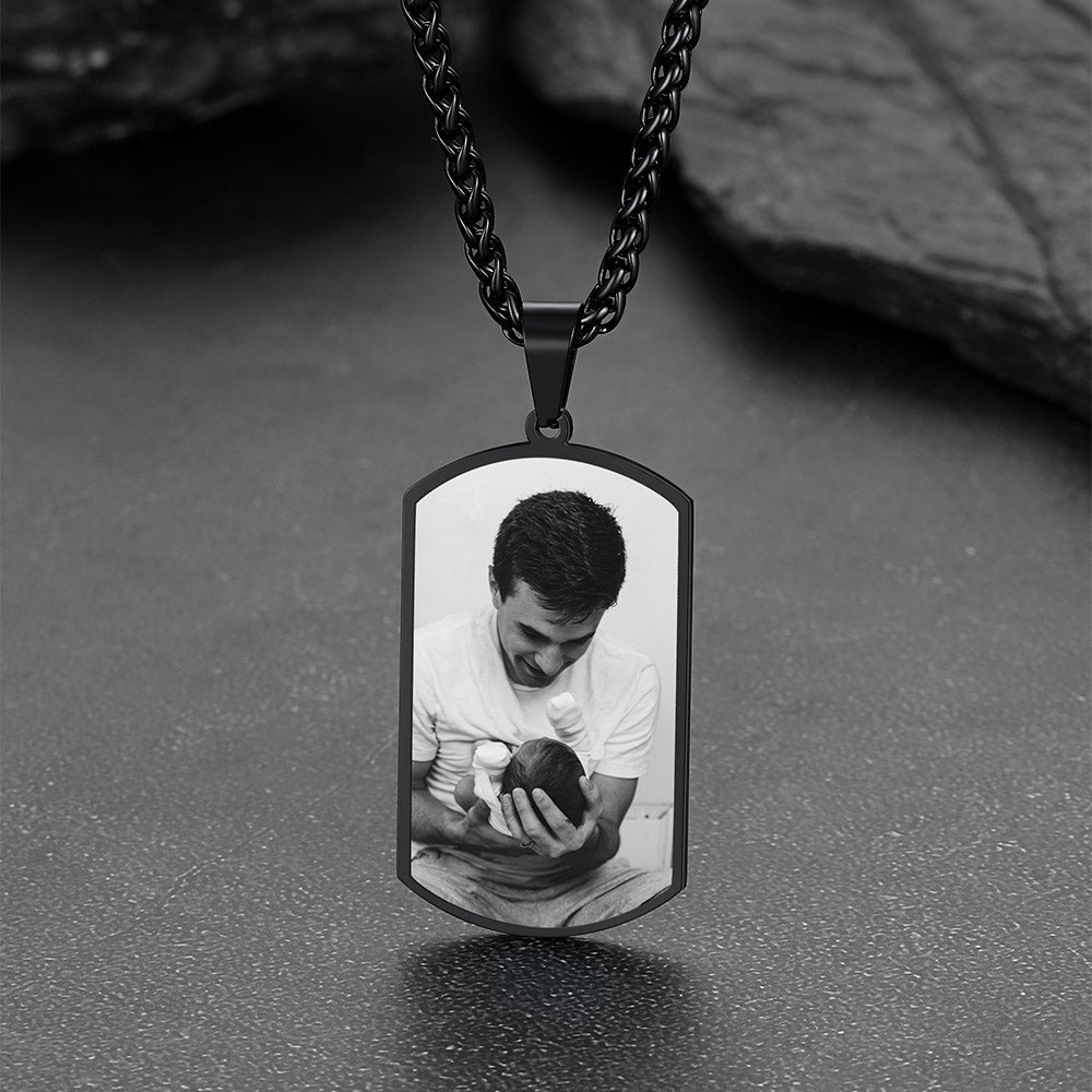 Customized Picture Dog Tag Necklace With Calendar Memorial Gift for