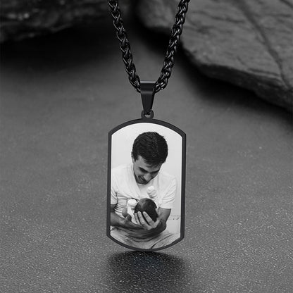 Customized Picture Dog Tag Necklace With Calendar Memorial Gift for