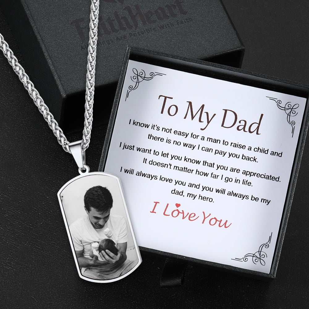 Customized Picture Dog Tag Necklace With Calendar Memorial Gift for