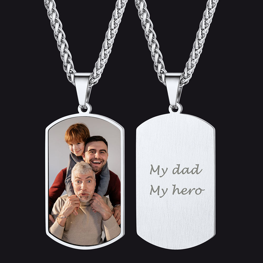 Custom Photo Dog Tag Necklace With Picture Memorial Gift