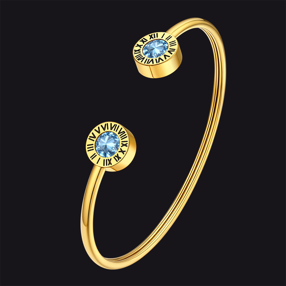 Roman Numerals Birthstone Bracelets for