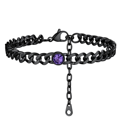 Personalized Birthstone Cuban Link Anklet for