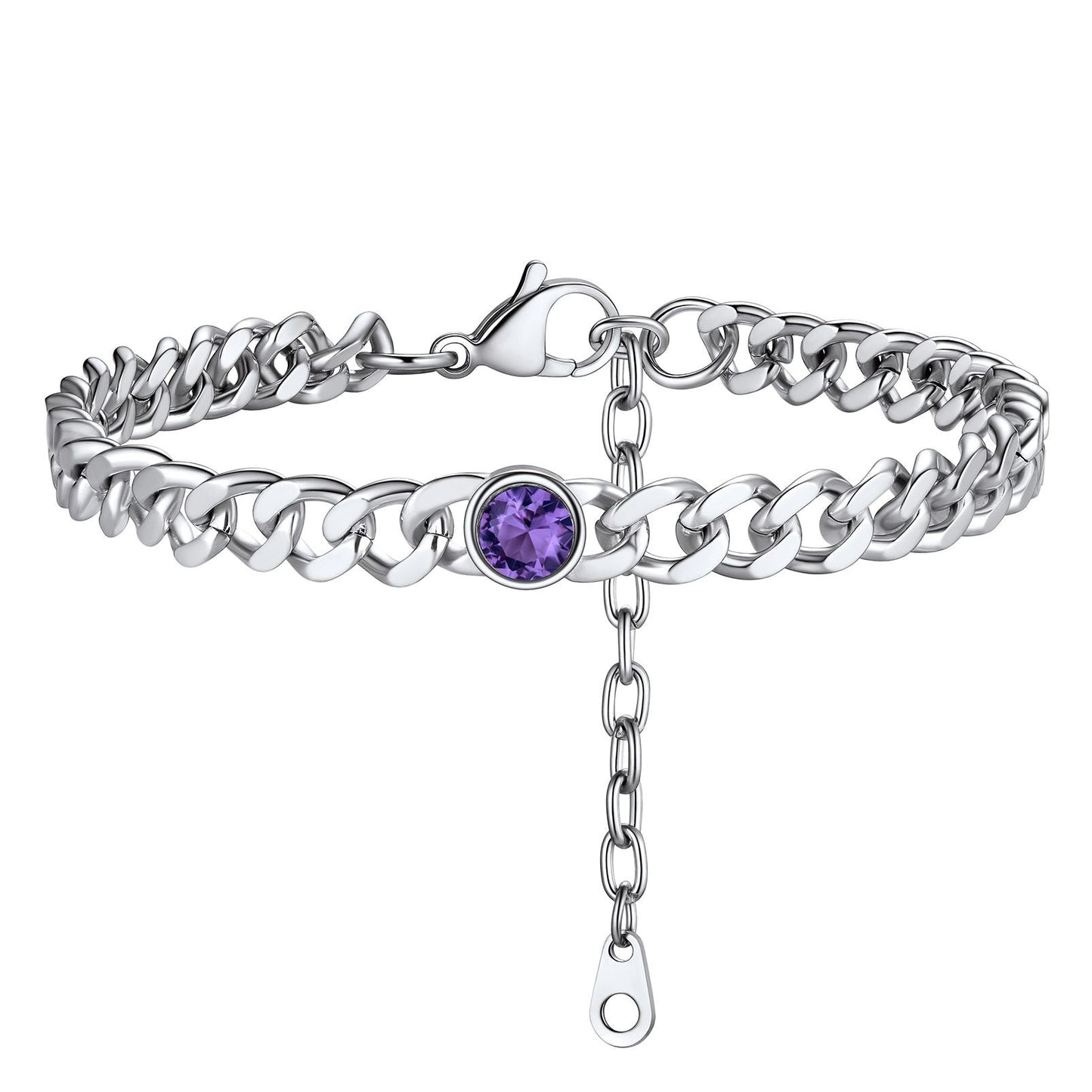 Personalized Birthstone Cuban Link Anklet for