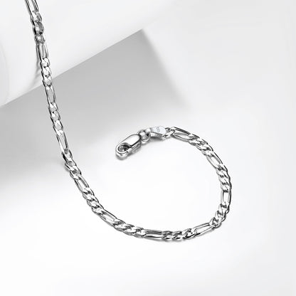 Sterling Silver Figaro Chain Link Ankle Bracelet for