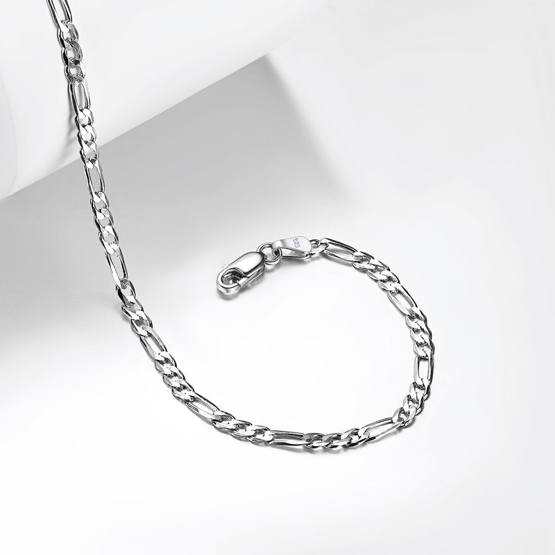 Sterling Silver Figaro Chain Link Ankle Bracelet for
