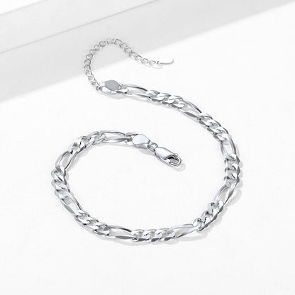 Sterling Silver Figaro Chain Link Ankle Bracelet for
