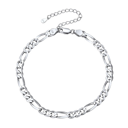 Sterling Silver Figaro Chain Link Ankle Bracelet for