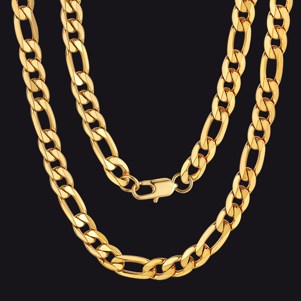 Figaro Link Chain Cuban Necklace for , 4/6/9/13 Mm Width