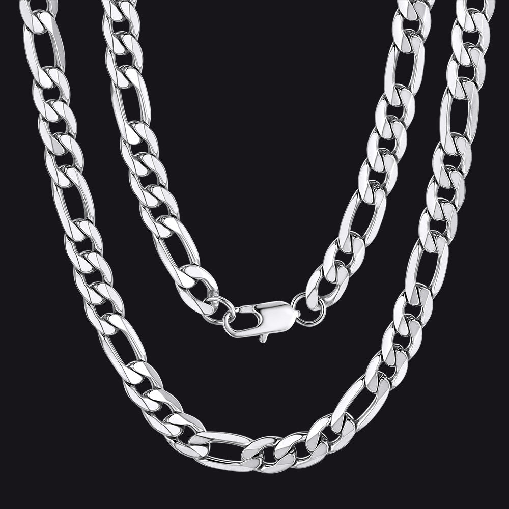 Figaro Link Chain Cuban Necklace for , 4/6/9/13 Mm Width
