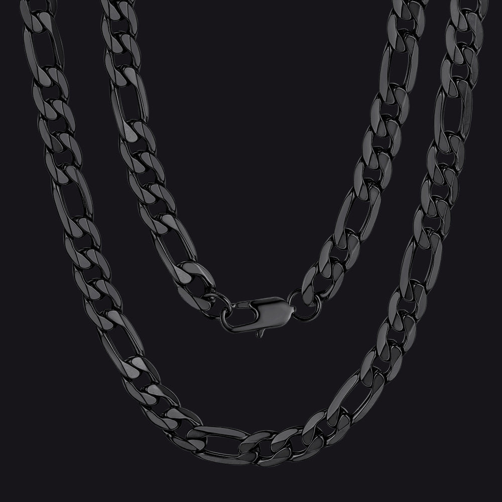 Figaro Link Chain Cuban Necklace for , 4/6/9/13 Mm Width