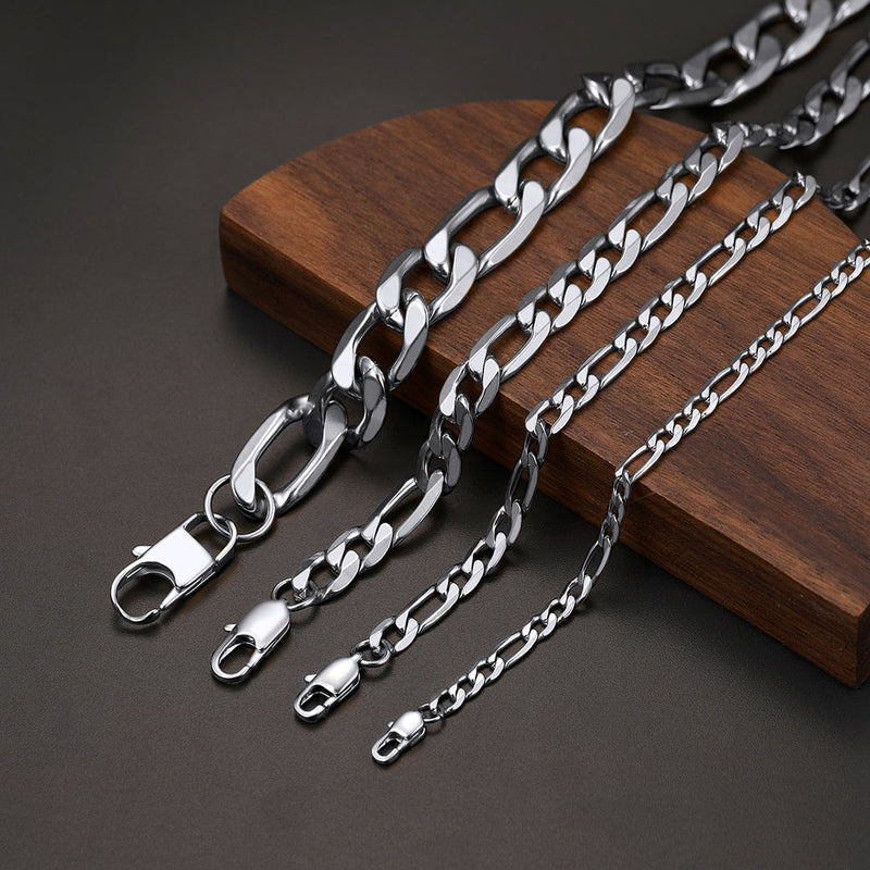 Figaro Link Chain Cuban Necklace for , 4/6/9/13 Mm Width