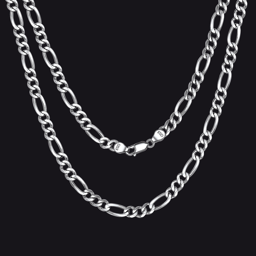 Figaro Link Chain Necklace in Sterling Silver