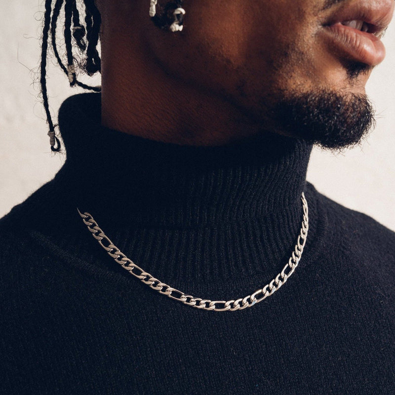Figaro Link Chain Necklace in Sterling Silver