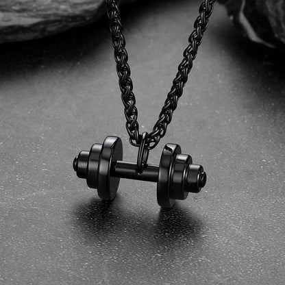 Fitness Dumbbell Pendant Necklace for