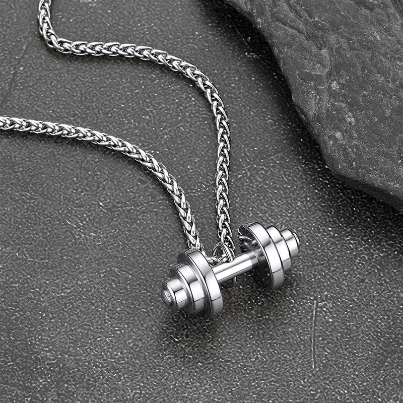 Fitness Dumbbell Pendant Necklace for