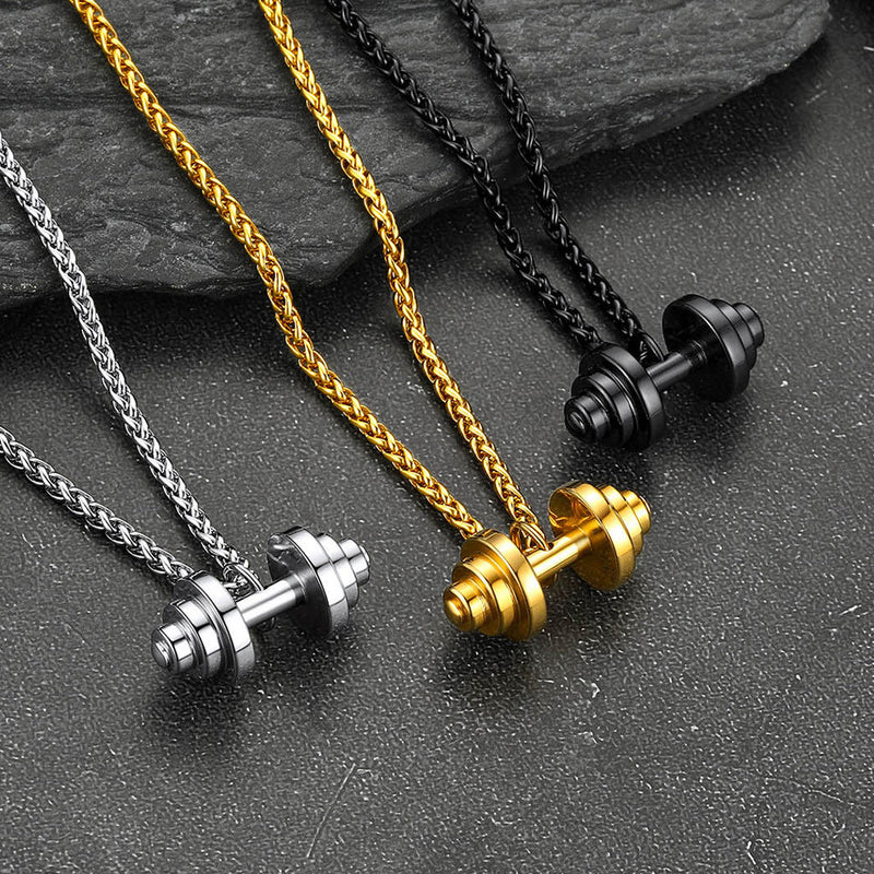 Fitness Dumbbell Pendant Necklace for