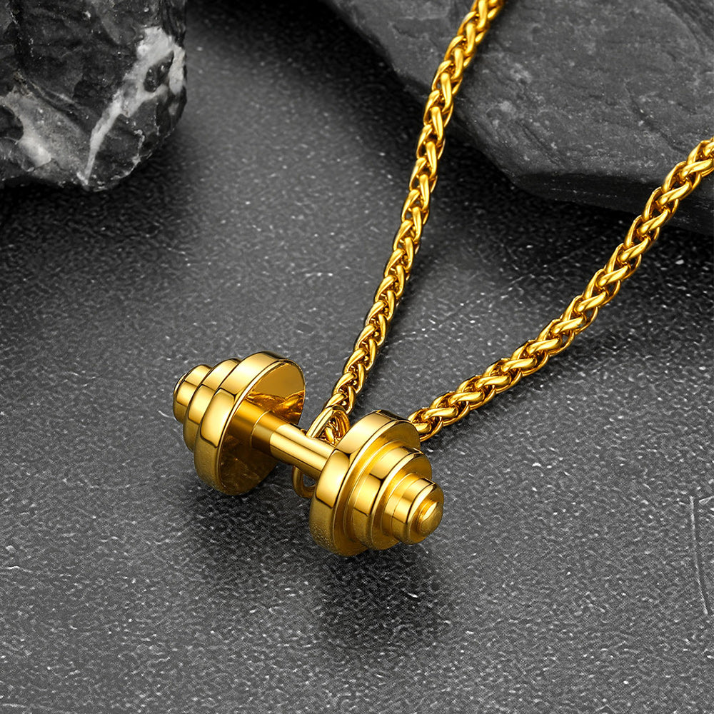 Fitness Dumbbell Pendant Necklace for