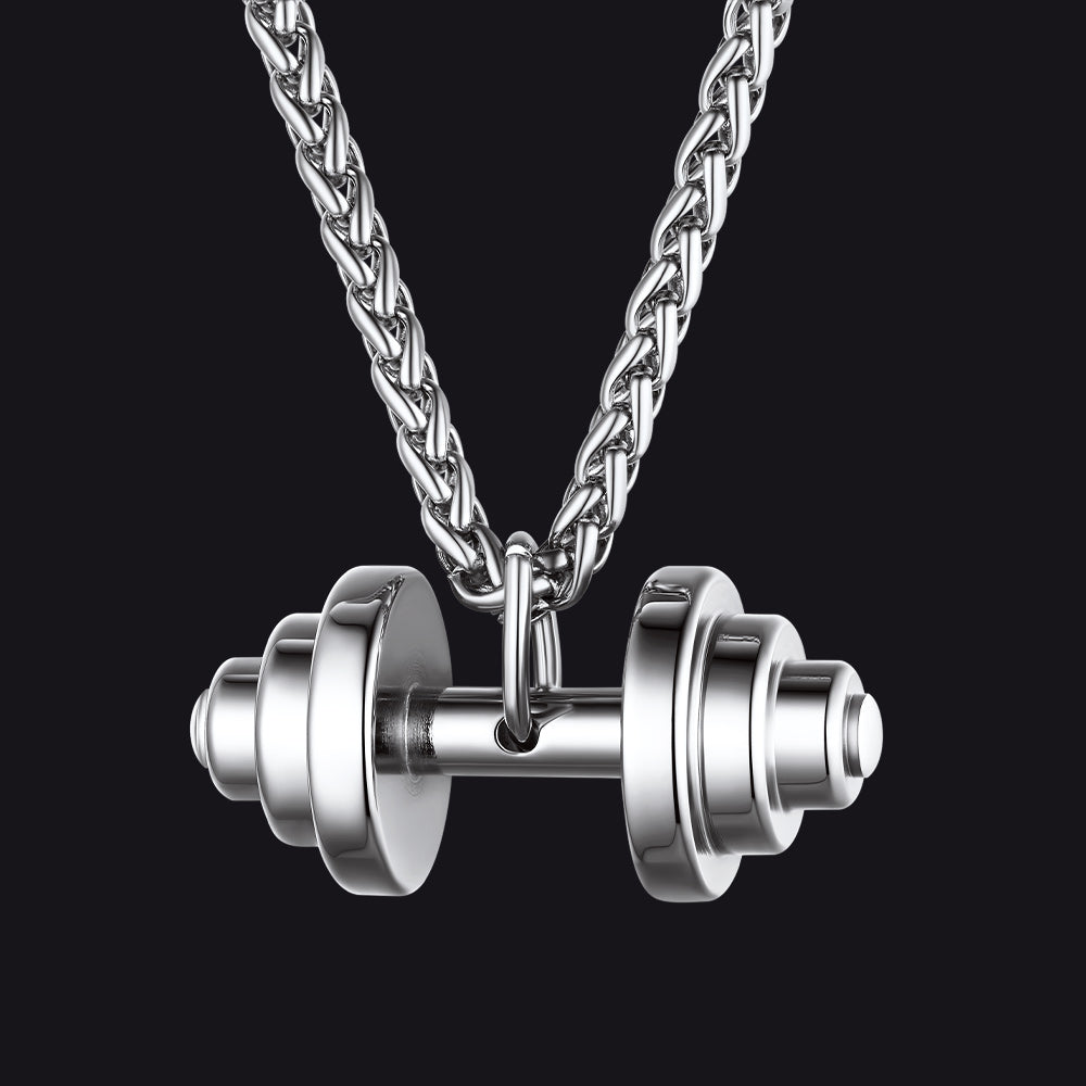 Fitness Dumbbell Pendant Necklace for