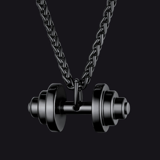 Fitness Dumbbell Pendant Necklace for