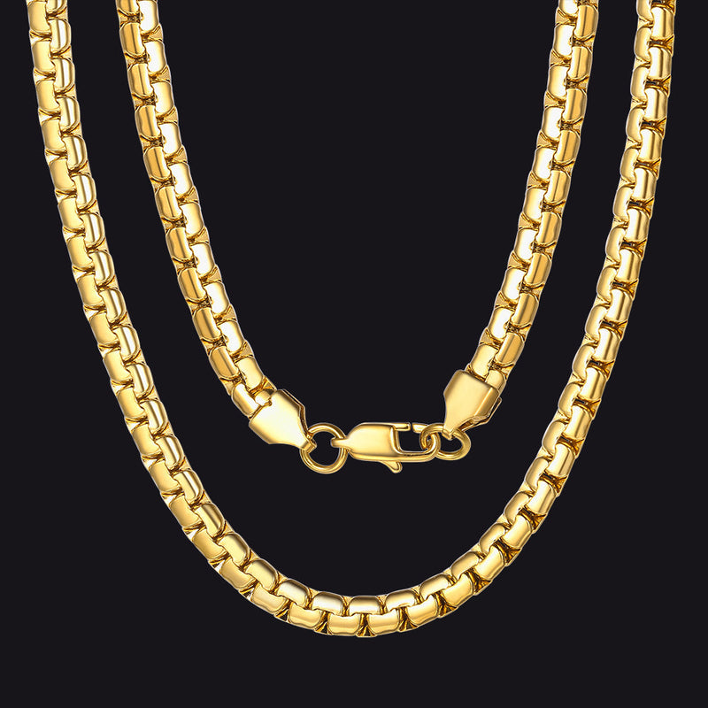 Flat Box Link Chain Stainless Steel Necklace for