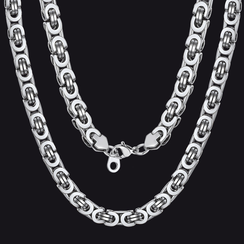 Byzantine Link Chain Stainlss Steel Necklace for