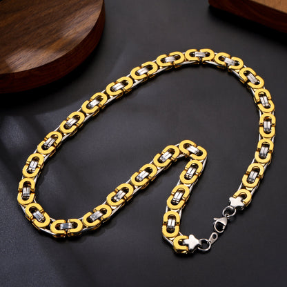 Byzantine Link Chain Stainlss Steel Necklace for